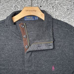 Polo Ralph Lauren 1/4 Zip Sweater Men's XL Black Long Sleeve Golf Preppy Button